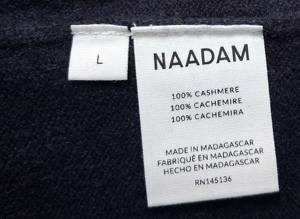 Naadam cashmere mens large sweater navy blue crewneck 100% cashmere - Picture 7 of 9